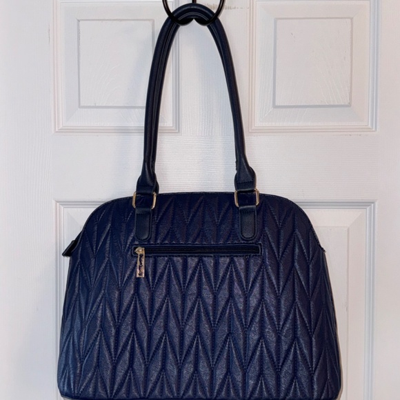 Pierre Cardin Quilted Navy Vegan Leather Tote Bag - Picture 17 of 17